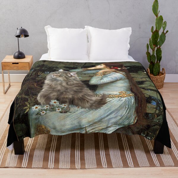 Item preview, Famous Art: "Ophelia" (Waterhouse)-Norwegian Forest Cat designed and sold by JeanBFitzgerald.