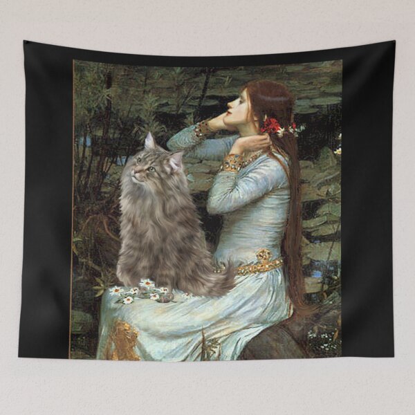 Item preview, Famous Art:  "Ophelia" (Waterhouse)-Norwegian Forest Cat designed and sold by JeanBFitzgerald.