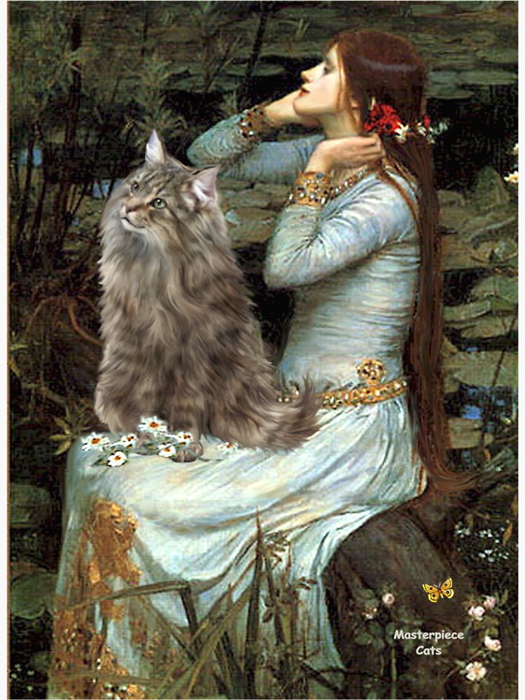Famous Art: "Ophelia" (Waterhouse)-Norwegian Forest Cat by JeanBFitzgerald