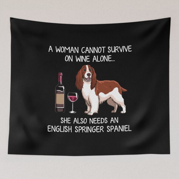 Item preview, English Springer Spaniel and wine Funny dog designed and sold by TeeDoozy.