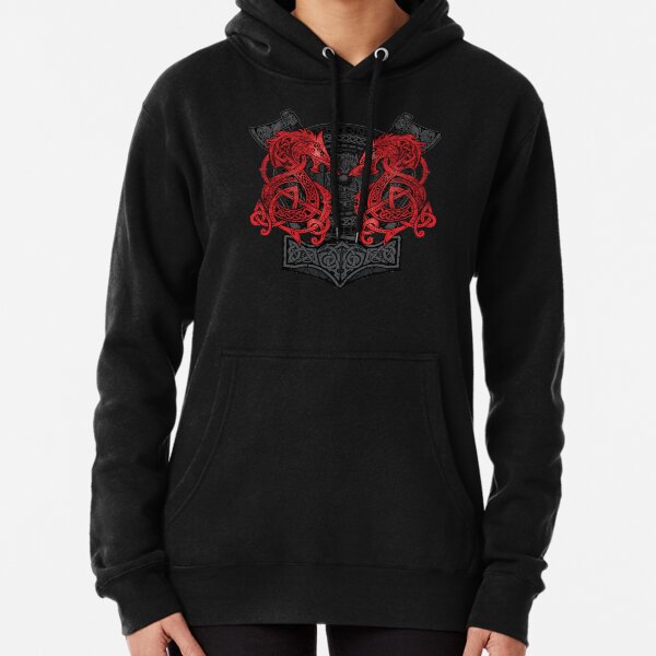 Fighting Fenrir Red Pullover Hoodie