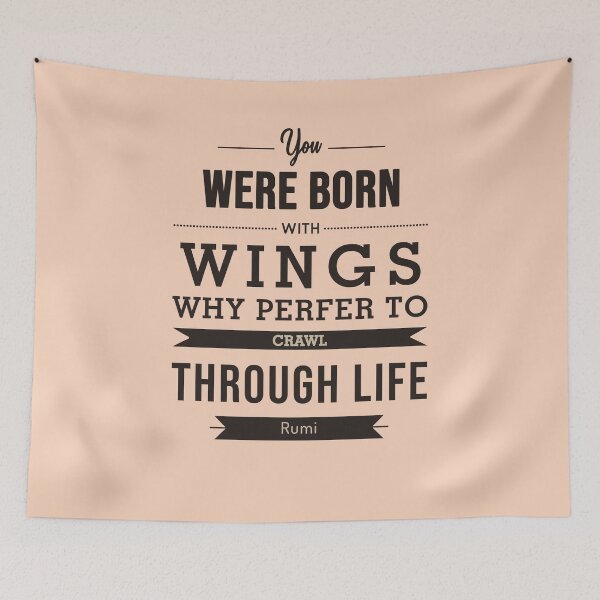 Item preview, You were born with wings - Rumi Quotes - Typography - Quote Print - Rumi Poster designed and sold by Studio Grafiikka.