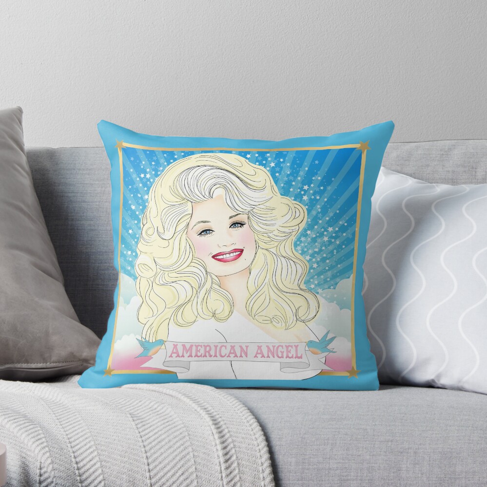 Dolly Parton American Angel Throw Pillow