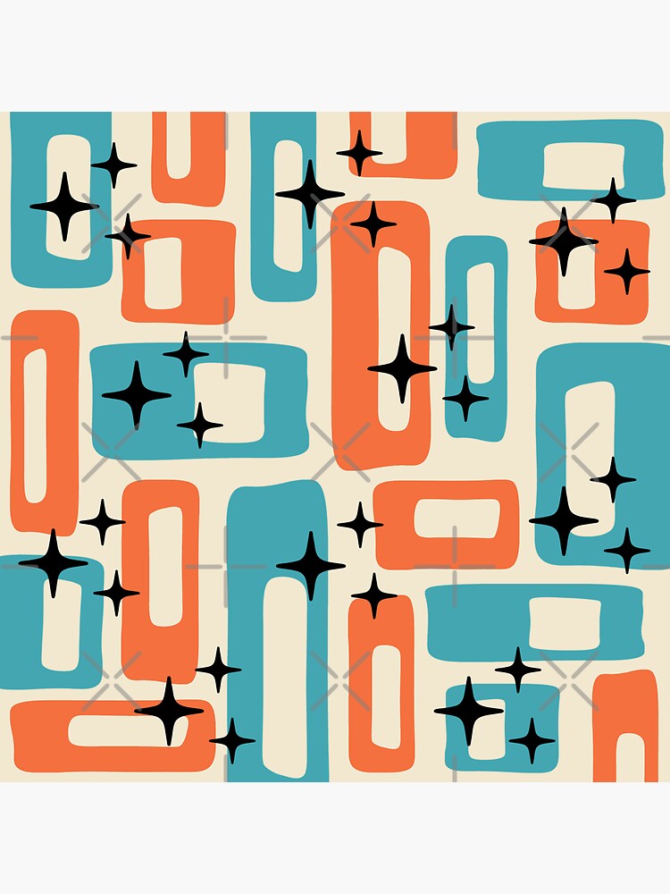Thumbnail 3 of 3, Sticker, Retro Mid Century Modern Abstract Pattern 104 designed and sold by tonymagnerart.
