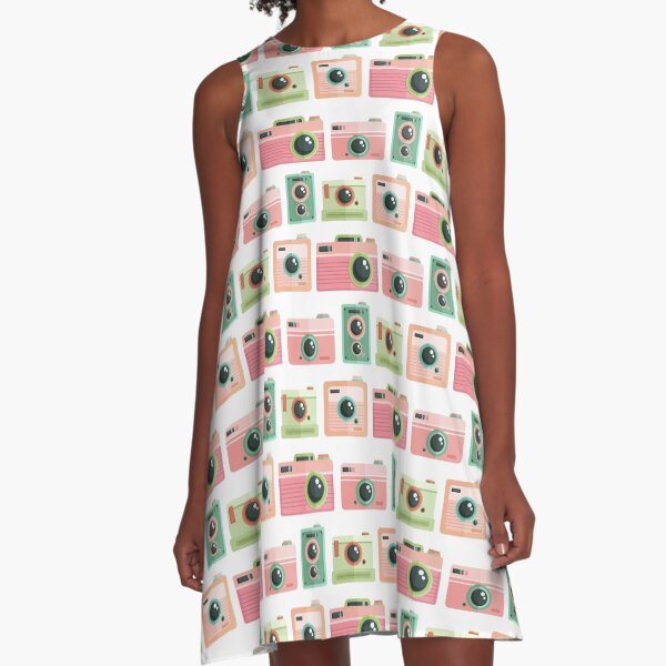 Weinlesekameramuster Nr. 1 A-Linien Kleid