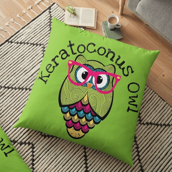 Cute Owl - KC Treatment Owl - Keratoconus Owl - Happy Gift Ideas KC - Kc Symptoms - Keratoconus Lenses Floor Pillow