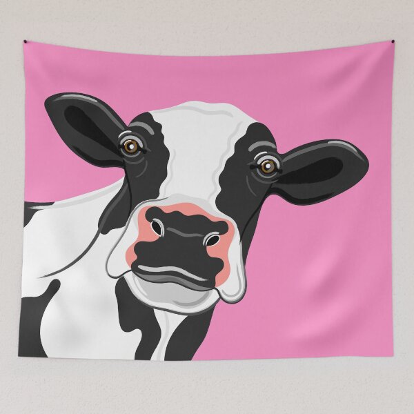 Item preview, Black & White Cow Portrait on pink designed and sold by Adam Regester.