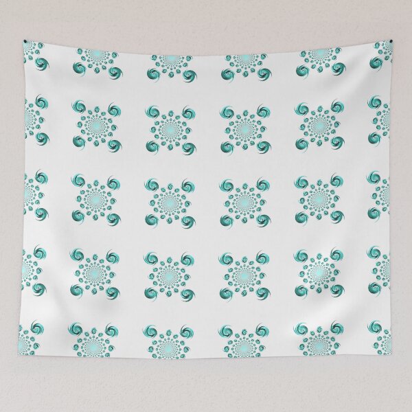 Item preview, Blue Dance Kaleidoscope Floral Spirals Folk Stylised Ornament designed and sold by SpieklyArt.