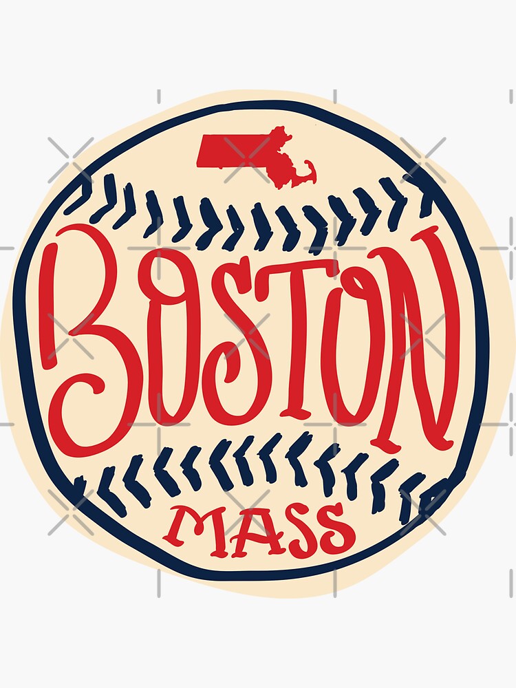 Hand Drawn Baseball for Boston with custom Lettering Sticker for Sale by  thegoodwordsco