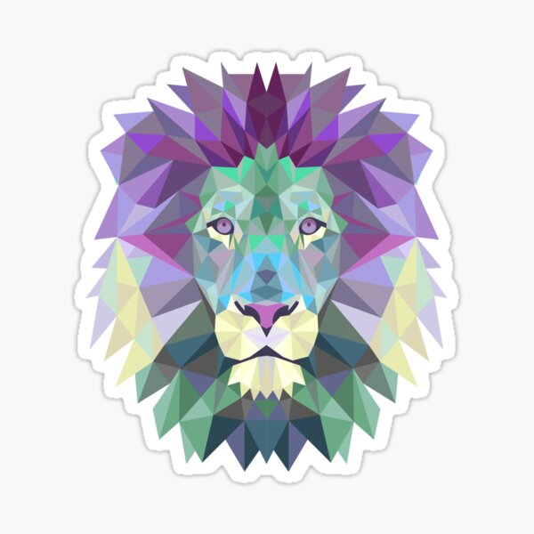 Polygonal Lion Head Sticker