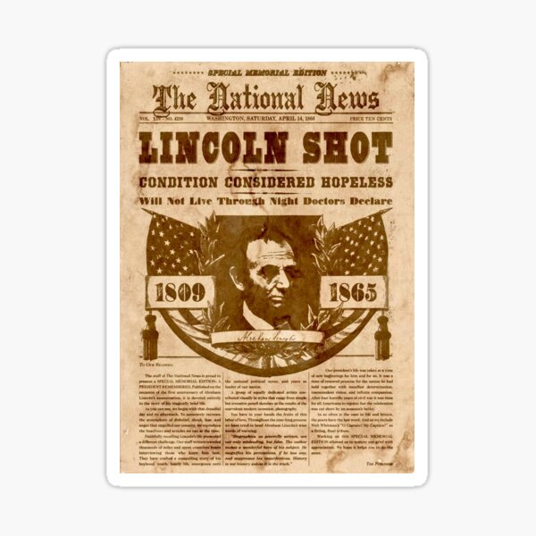 Abraham Lincoln Historical Newspaper Cover Sticker