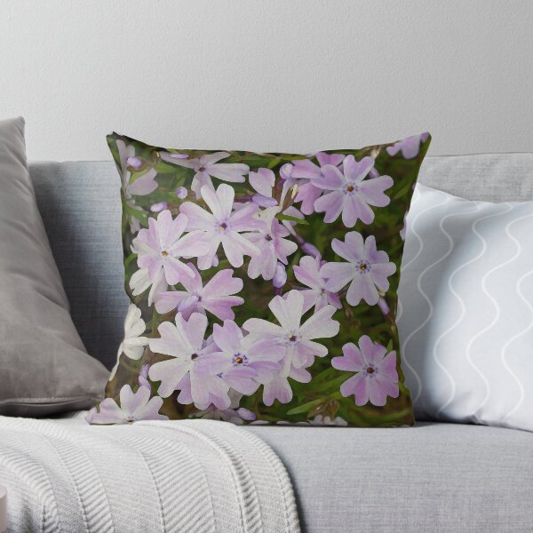 Green and Purple Watercolor Floral Pattern Throw Pillow