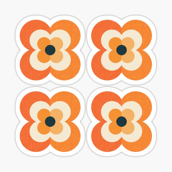 Item preview, Retro Flowers - Orange and Charcoal designed and sold by Daisy Beatrice.