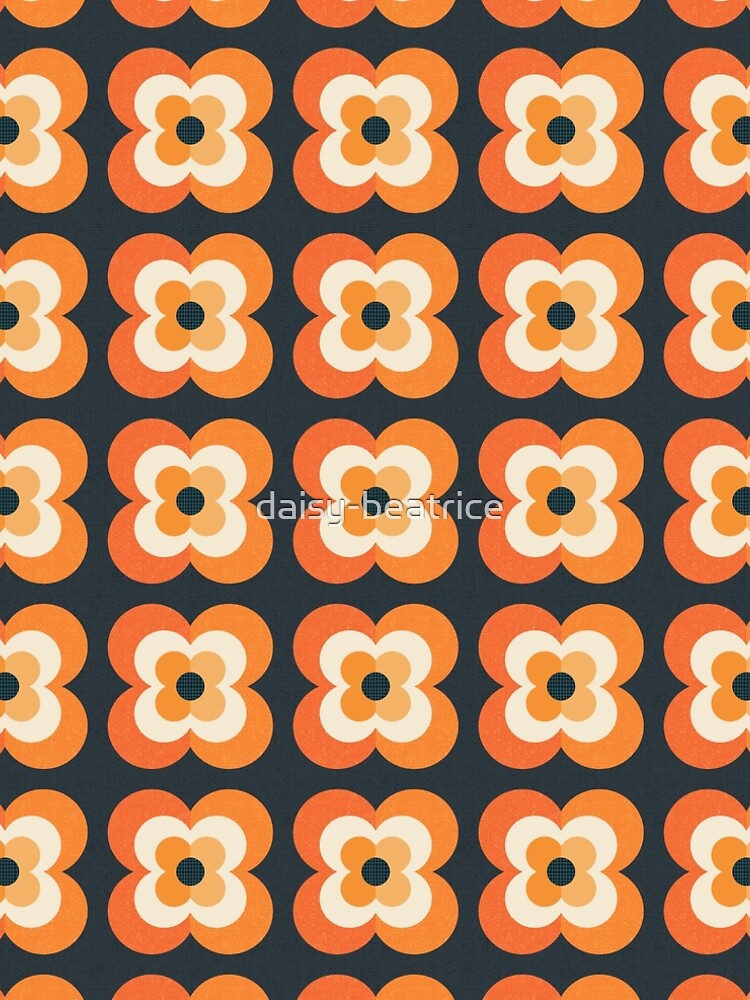 Retro Flowers - Orange and Charcoal by daisy-beatrice