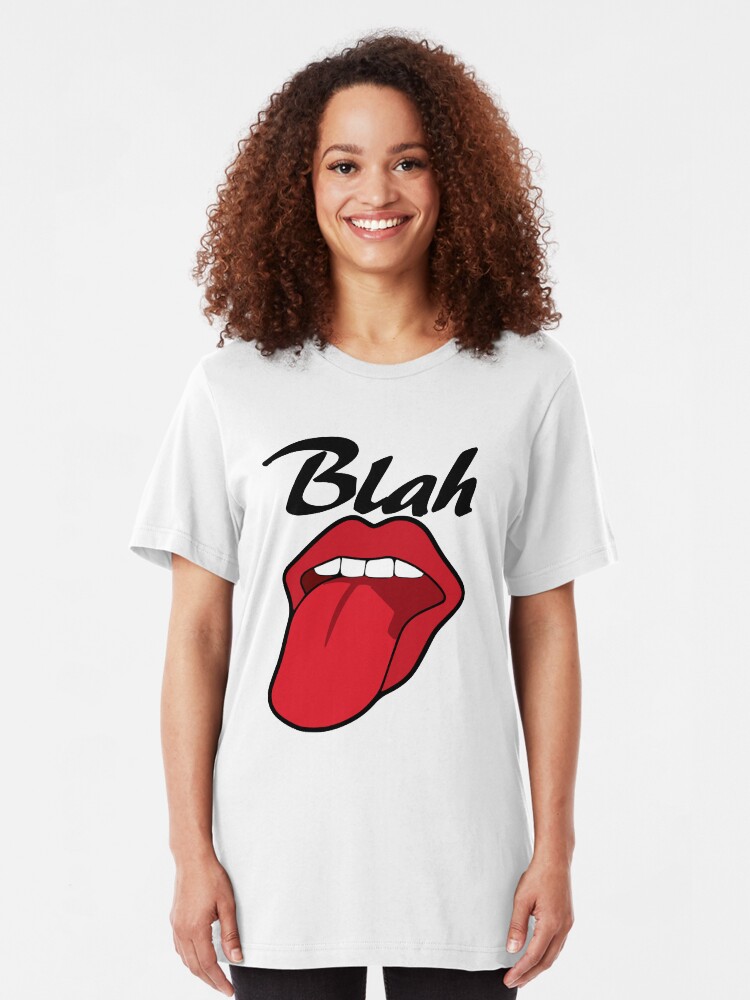 Alternate view of BLAH T-shirt With Lips and Tongue Slim Fit T-Shirt