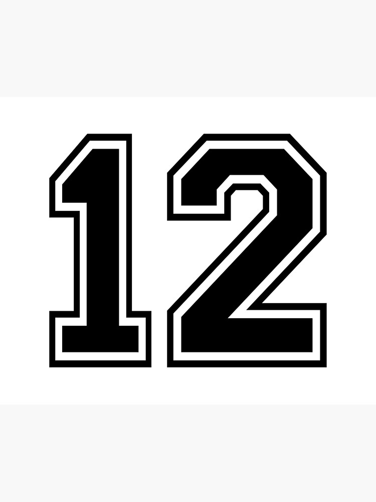 12 Uniform numbers in black with a black outside contour line number |  Poster