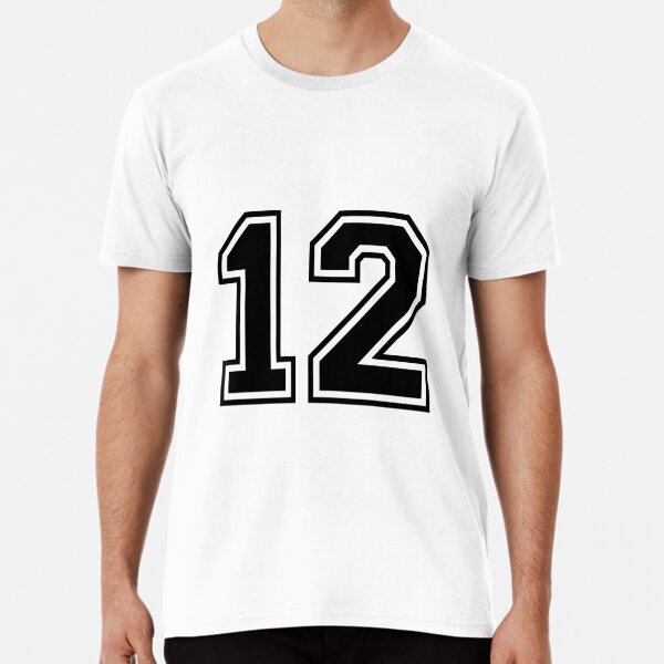  #12 White Outline Number 12 Sports Fan Jersey Style T-Shirt :  Clothing, Shoes & Jewelry