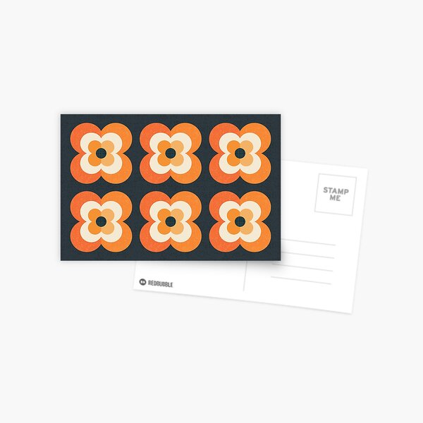 Item preview, Retro Flowers - Orange and Charcoal designed and sold by Daisy Beatrice.