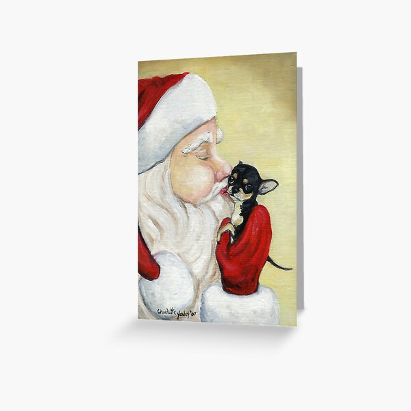Santa's Kiss for Chihuahua Puppy Greeting Card