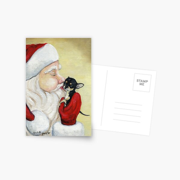 Santa's Kiss for Chihuahua Puppy Postcard