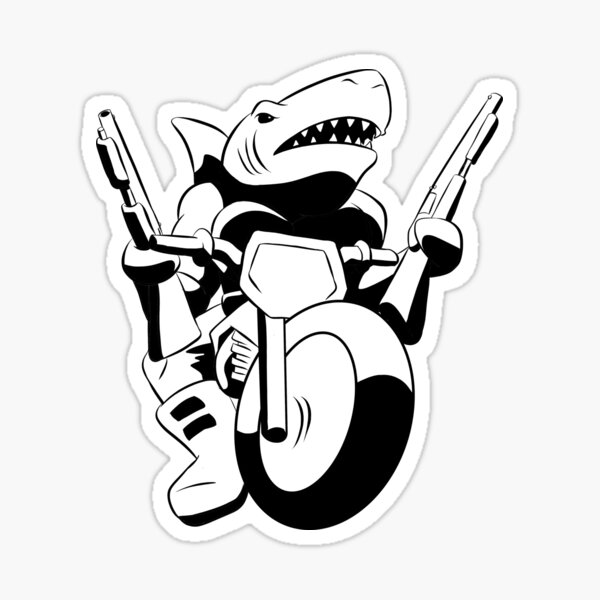 Bike shark with two guns Sticker