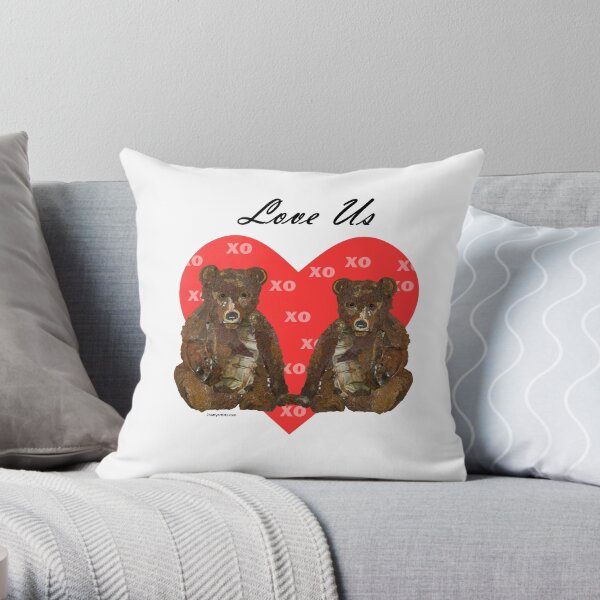 Two Bears with Heart Throw Pillow