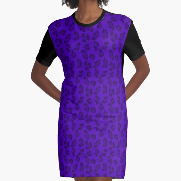 Leopard Print Purple Graphic T-Shirt Dress