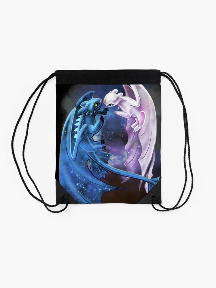 Alternate view of Dragon Heart - Starry Dragons - Toothless and Light Fury Drawstring Bag