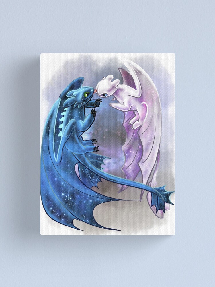 Dragon Heart Starry Dragons Toothless And Light Fury Canvas