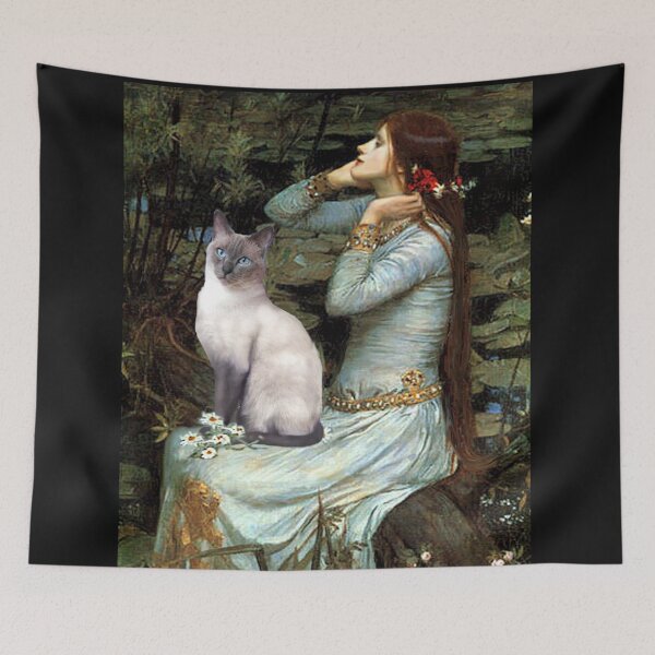 Item preview, Famous Art:  Ophelia (Waterhouse)-Seal Point Siamese Cat designed and sold by JeanBFitzgerald.