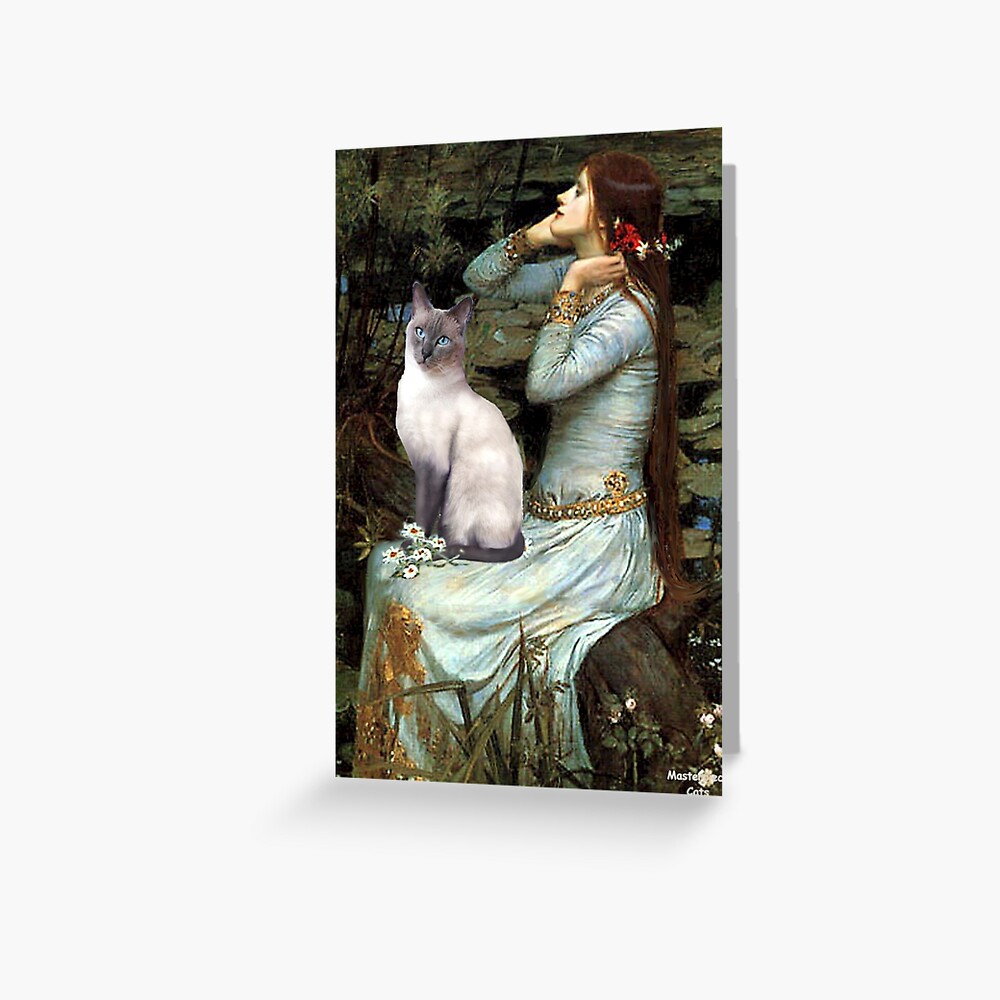 Famous Art: Ophelia (Waterhouse)-Seal Point Siamese Cat Greeting Card