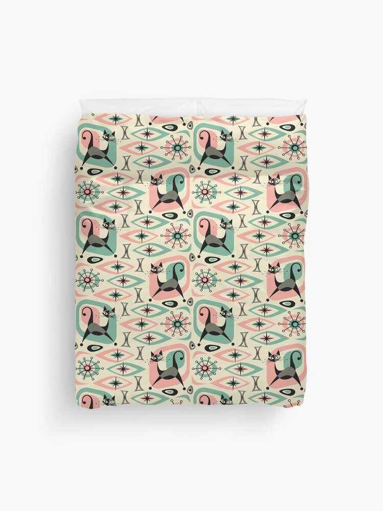 Thumbnail 1 of 2, Duvet Cover, Mid Century Cat Abstract designed and sold by studioxtine.