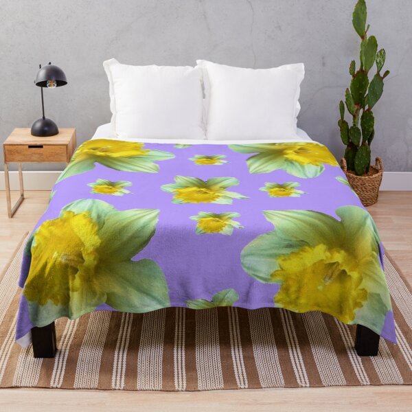 Item preview, WHITE-YELLOW SPRING GARDEN DAFFODILS ON LILAC PURPLE ART designed and sold by sharlesart.