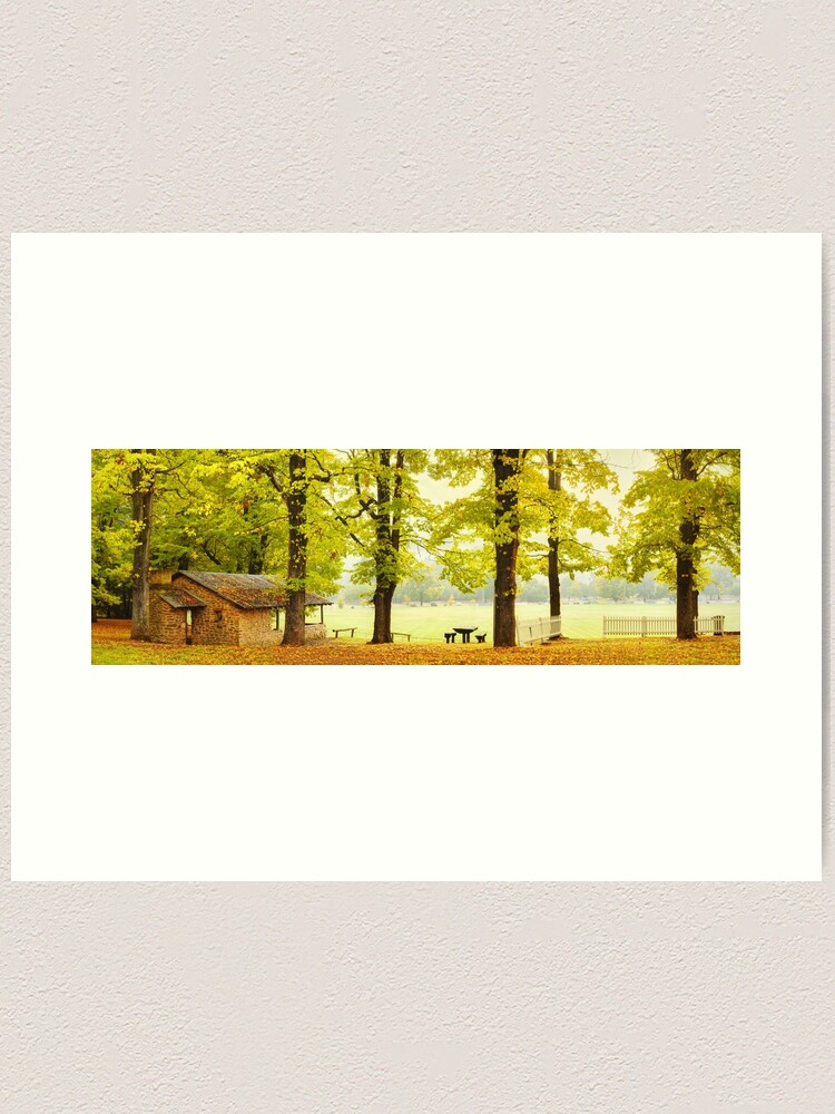 Thumbnail 1 of 3, Art Print, Bright Picnic Shelter, Victoria, Australia designed and sold by Chockstone.