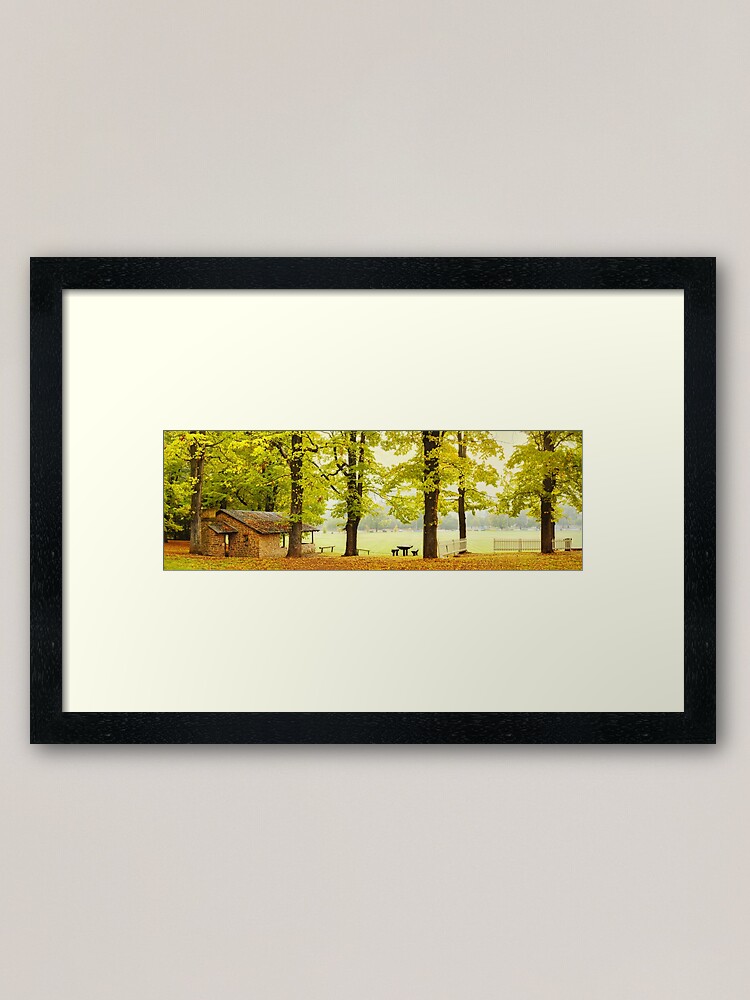 Thumbnail 1 of 7, Framed Art Print, Bright Picnic Shelter, Victoria, Australia designed and sold by Chockstone.