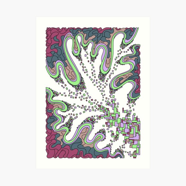 Wandering Abstract Line Art 22: Green Art Print