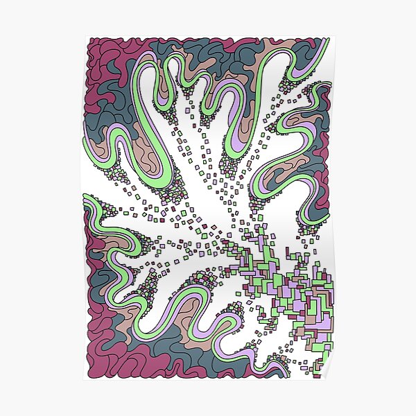 Wandering Abstract Line Art 22: Green Poster