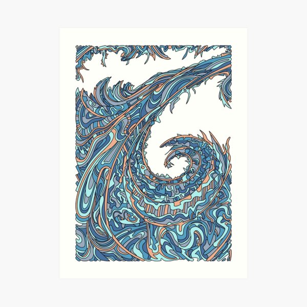 Wandering Abstract Line Art 23: Blue Art Print
