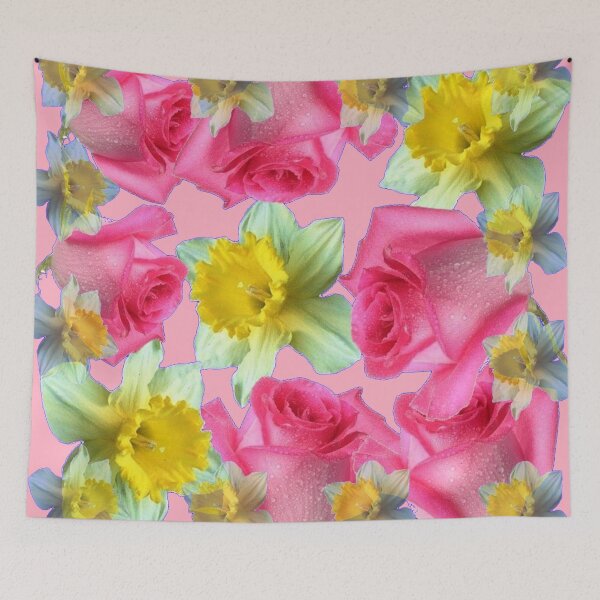 Item preview, PINK ROSES - DAFFODILS SPRING ABSTRACT COLLAGE designed and sold by sharlesart.