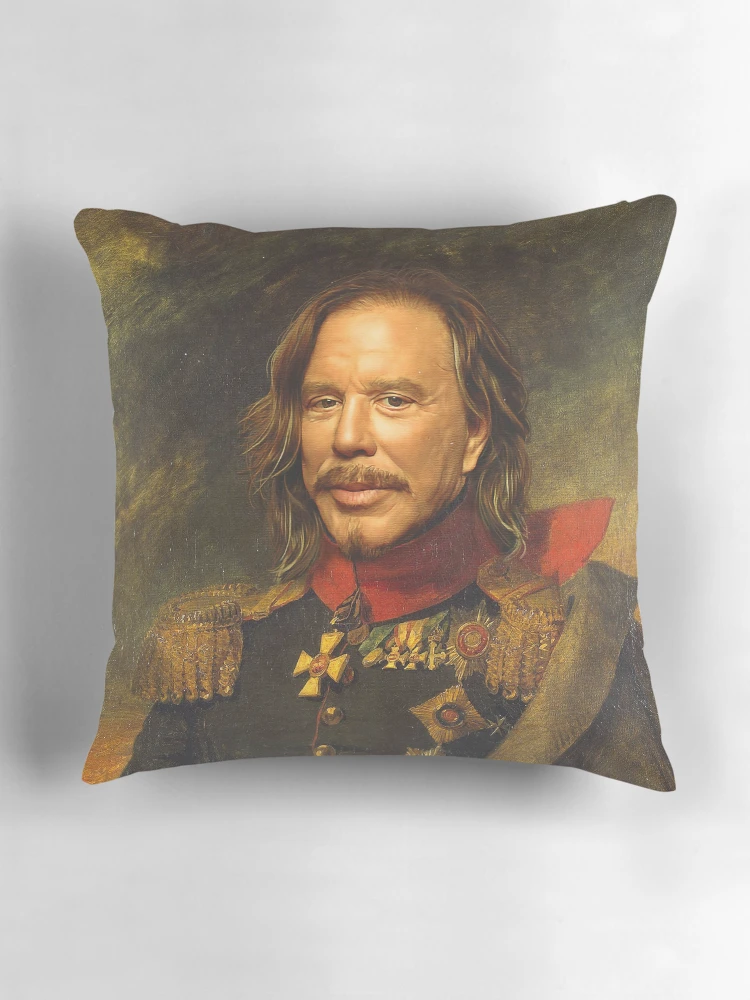 Aperçu 3 sur 4. Coussin avec l'œuvre Mickey Rourke - replaceface créée et vendue par replaceface.