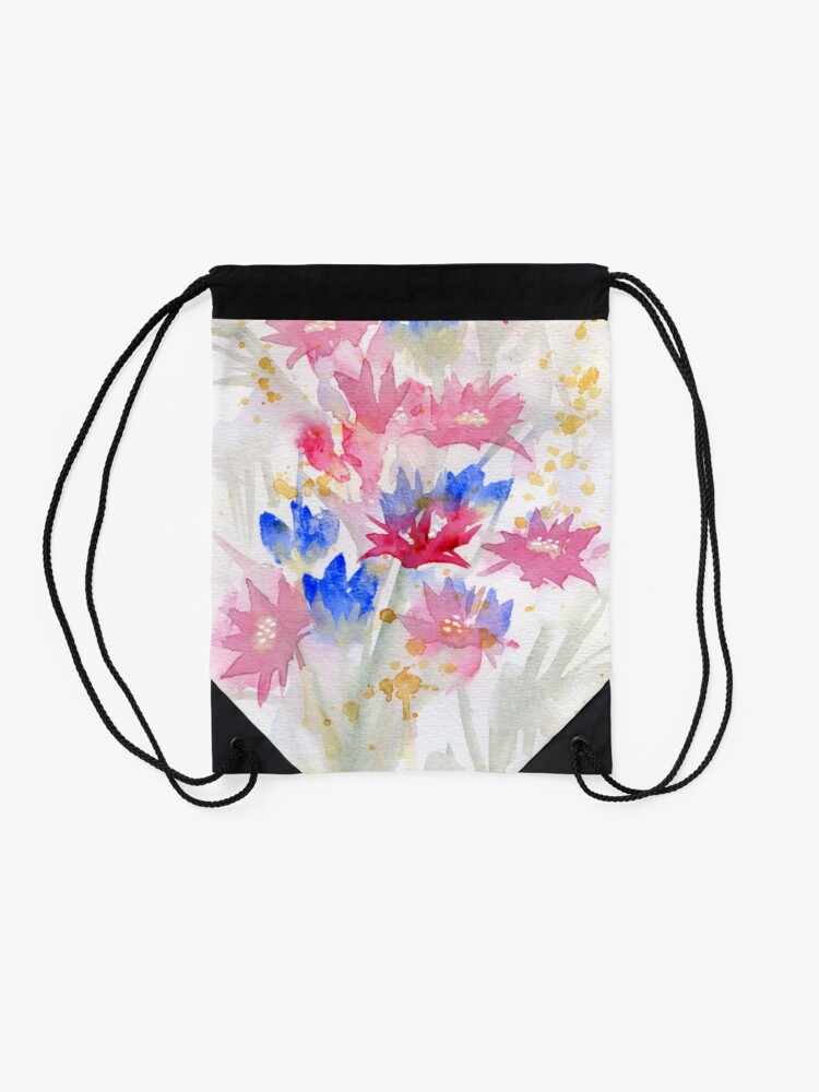 Alternate view of Watercolour Spring Flowers 02 - Limited Palette Drawstring Bag