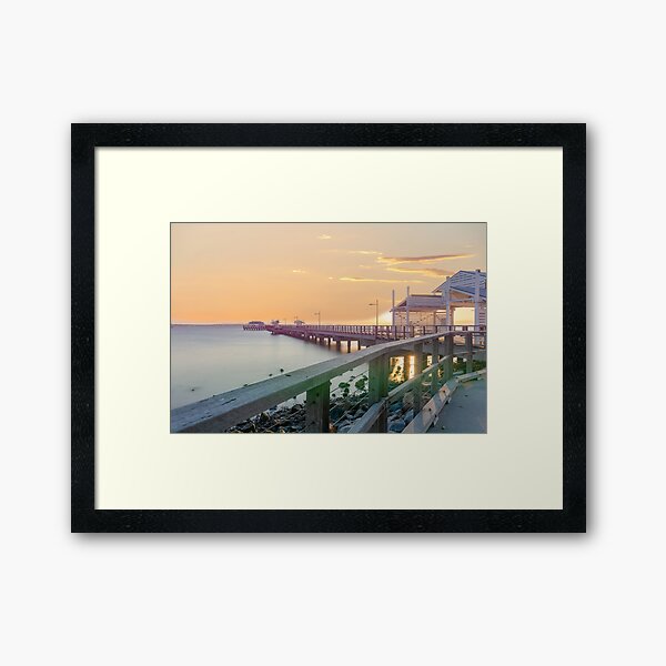 Sunset at Woody Point Jetty Queensland Australia Framed Art Print