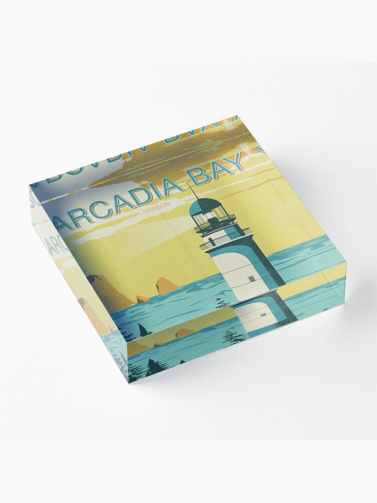 Alternate view of Arcadia Bay - Vintage Tourism Poster Acrylic Block