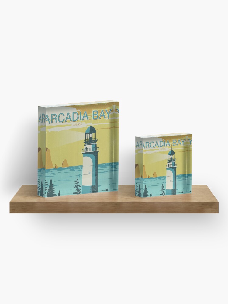 Alternate view of Arcadia Bay - Vintage Tourism Poster Acrylic Block