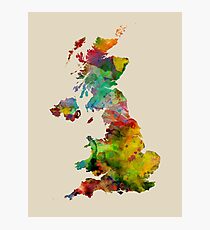 Great Britain Watercolor Map Fotodruck