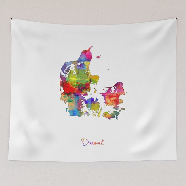Item preview, Denmark Watercolor Map designed and sold by ArtPrints.