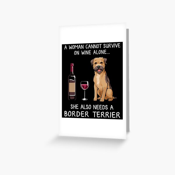 Aperçu de l'œuvre Border Terrier et vin Chien drôle créée et vendue par TeeDoozy.