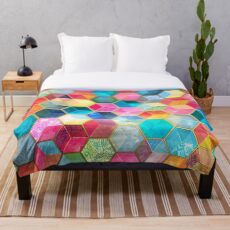 Kristallböhmische Bienenwaben-Würfel - buntes Hexagonmuster Fleecedecke