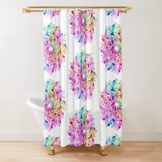 Rainbow Watercolor Paisley Flower Shower Curtain