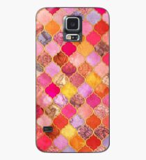 Pink, Gold, Mandarine & Taupe Dekorative marokkanische Fliesenmuster Hülle & Klebefolie für Samsung Galaxy